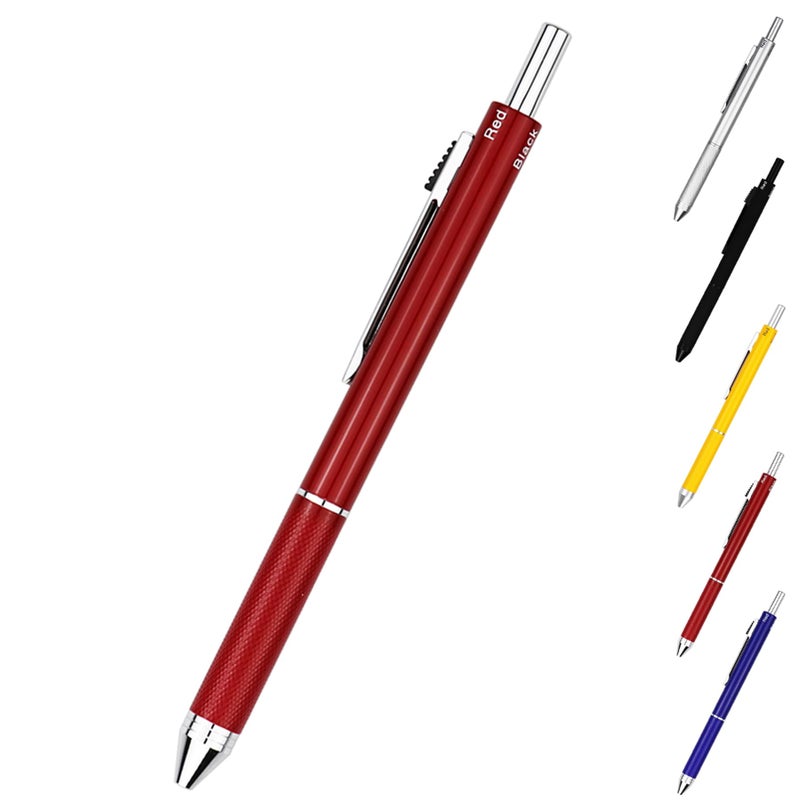 DUNBONG Metal Multifunction Pen, 4 in 1 Multicolor Pen, 0.5mm Mechanical Pencil, 1-Count (Red) - Image 3